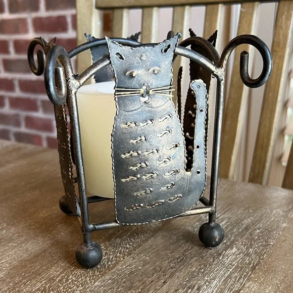 Kirklands Bronze Metal Cat Candle Holder - Picture 2 of 5